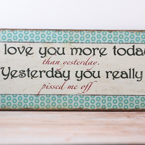 I LOVE YOU MORE TODAY METAL PLAQUE